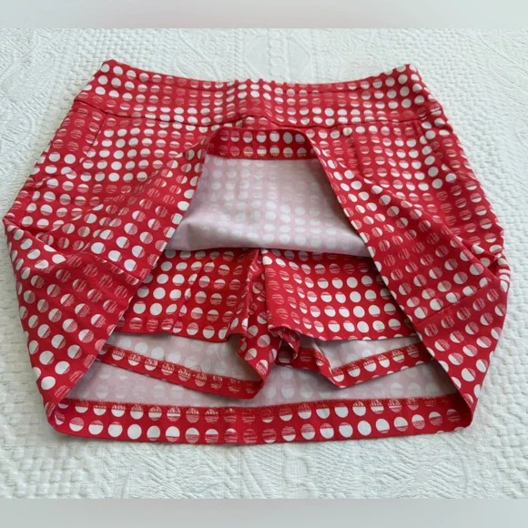 Zac & Rachel Coral White Polka Dot Skort Pockets Stretch 8 Casual Activewear - Picture 2 of 5